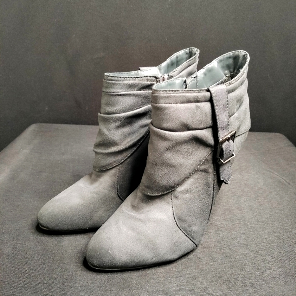 Grey Forever Suede Ankle Booties (Size 7)